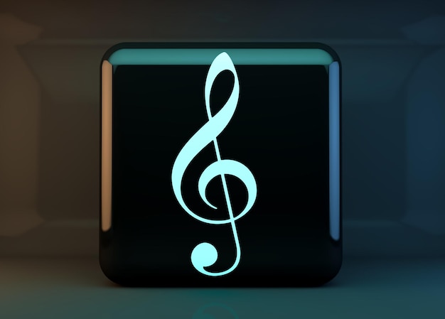 Photo icon or symbol of music treble clef concept of music online or on the internetbutton or cube