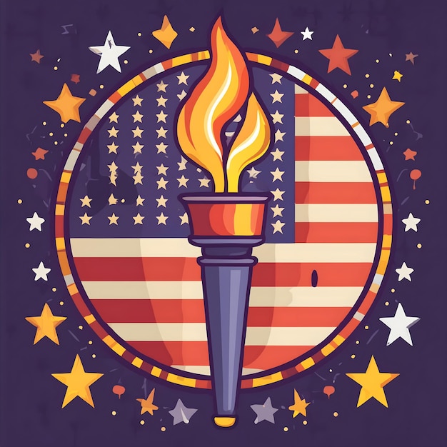 Photo icon of a torch against a background of stars and stripes