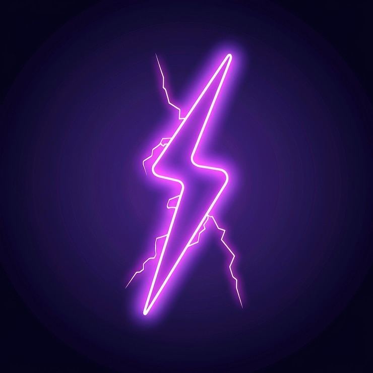 Foto icon van de bliksem, neon, onweersbuien, astronomie.