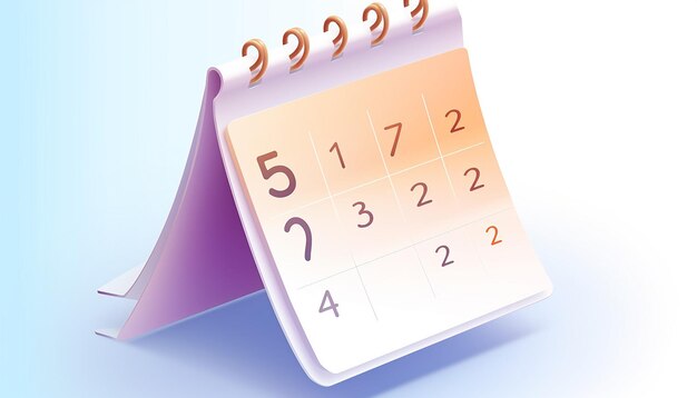 Foto icon van de kalender heldere pastelkleur ui-ontwerp isometrische witte achtergrond