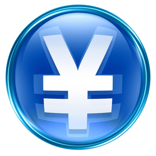 Foto icon van de yen blauw geïsoleerd op wit