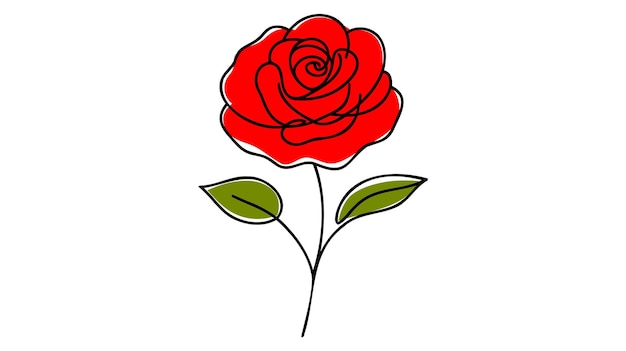 Icon van een roosbloem Voortdurende tekening met één lijn Vectorillustratie