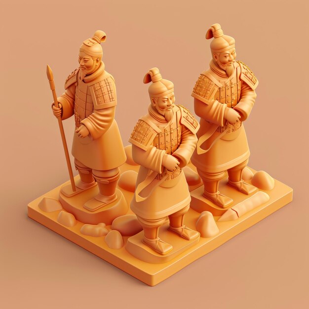 Icon van een Terra Cotta Warriors 3D isometrische weergave