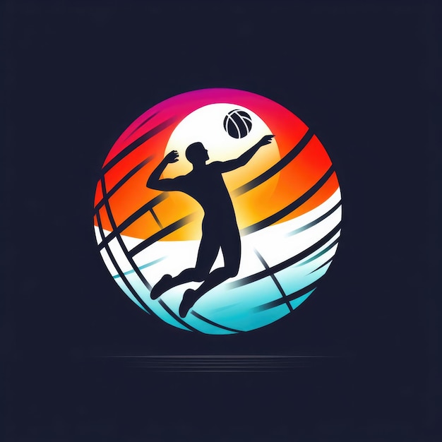 Foto icon van een volleybalwedstrijd kleurrijk sportbord