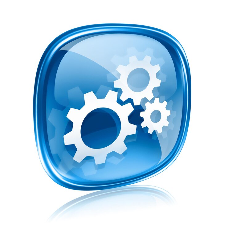 Foto icon van gereedschap blauw glas geïsoleerd op wit