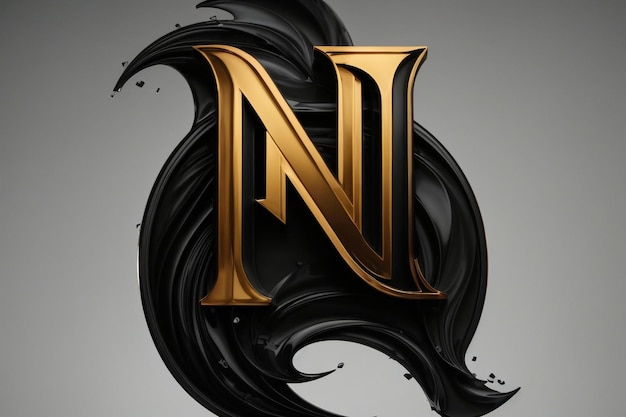 Foto icon van het logo van de letter n van het alfabet zwart en wit creatief sjabloonontwerp met gebroken splash voor het bedrijf