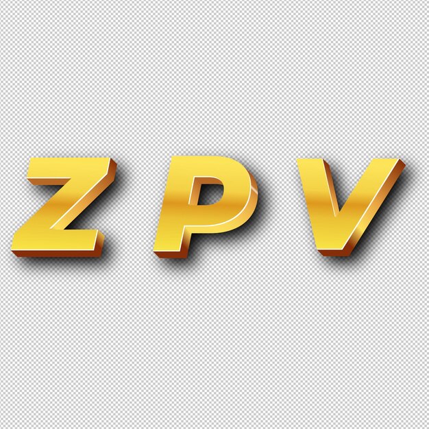 Foto icon van het zpv-goudlogo met geïsoleerde witte achtergrond doorzichtig