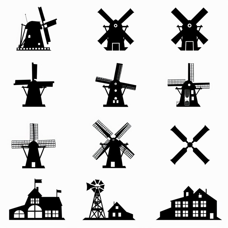 Foto icon windmolen landelijke landelijke molen symbool windmolen gebouw embleem op witte achtergrond