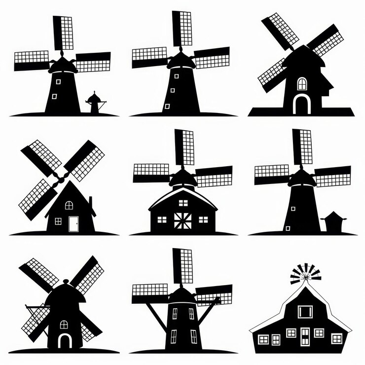 Foto icon windmolen landelijke landelijke molen symbool windmolen gebouw embleem op witte achtergrond