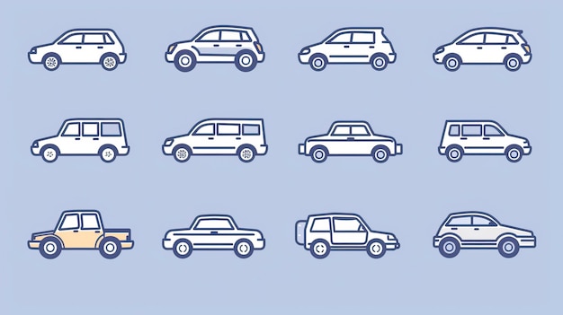 Iconen van auto's in lineaire stijl Vervoerssymbool Vectorillustratie ar 169 stijl raw Job ID bb33943cfb