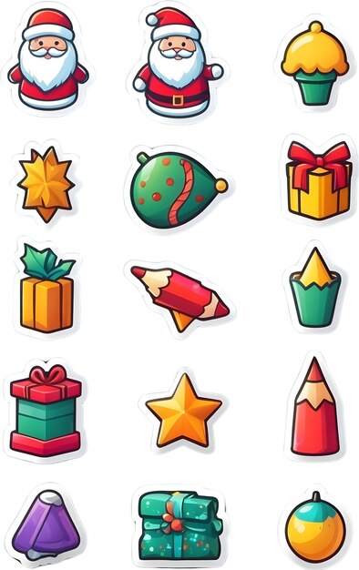 Foto iconen van kerstmis feestelijke symbolen vakantieperiode kerstversieringen kerstversieringen winterholi