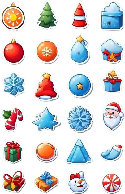 Foto iconen van kerstmis feestelijke symbolen vakantieperiode kerstversieringen kerstversieringen winterholi