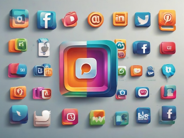 Iconen van sociale media Social media logo 3d Facebook Instagram YouTube WhatsApp Twitter icoon 3d