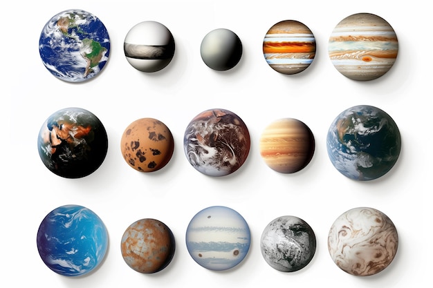 Iconen van verschillende planeten