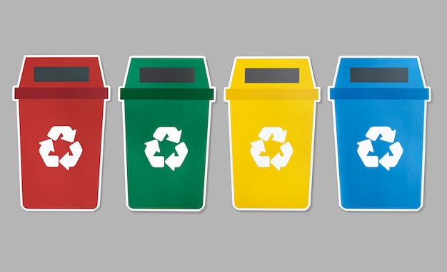 Iconen van vuilnis met recycle-symbool