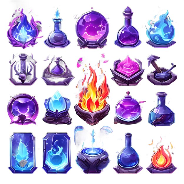 Iconen voor rpg-spellen of soortgelijke sets