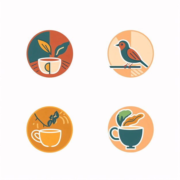 Iconenset van het logo van de koffiewinkel Vectorontwerpelementen voor het café, het restaurant, de bar, het koffiehuis, het koffierestaurant, het koffiewinkel, de koffiewinkel