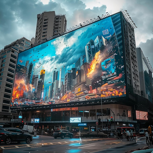 Photo iconic billboard in busy cityscape