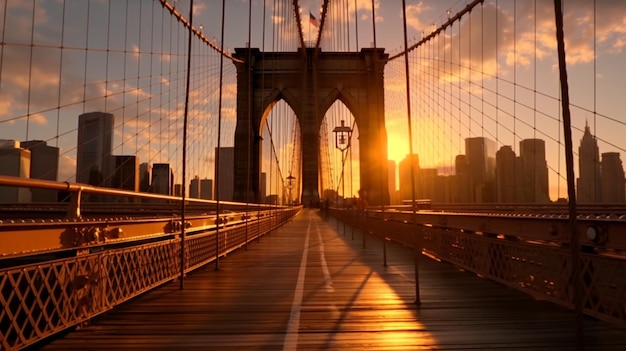 Iconic Brooklyn Bridge located in New York City Generative AI