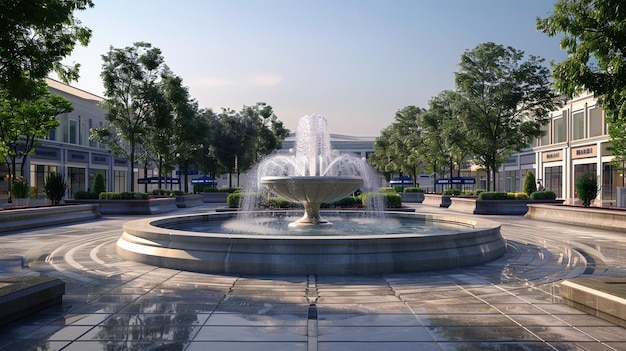 Iconic Commercial Plaza Fountain Landmark Icon