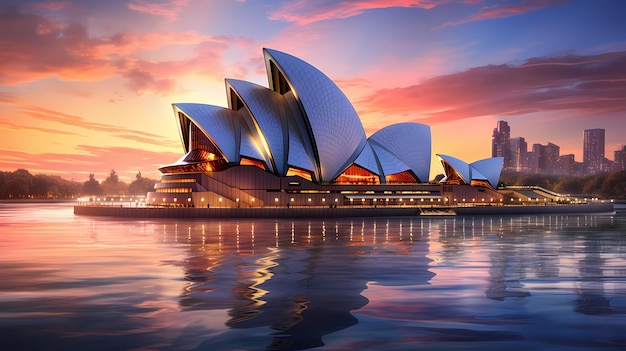 壮大なシドニー・オペラ・ハウスの象徴的なイラスト