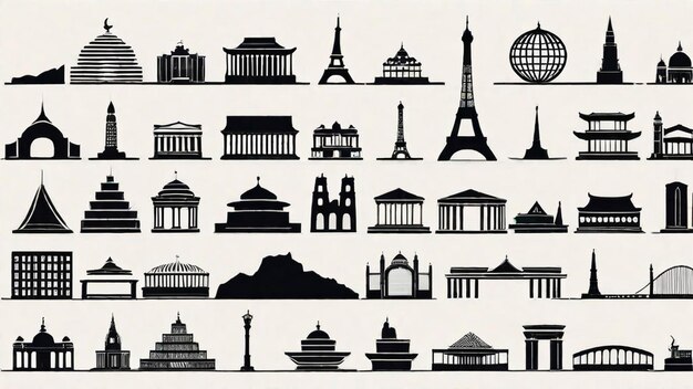 Photo iconic landmarks around the globe