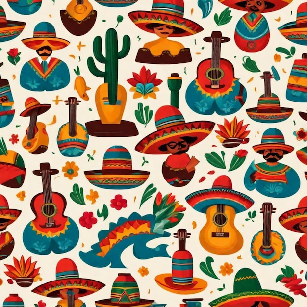 Iconic Mexican Elements and Vibrant Colors