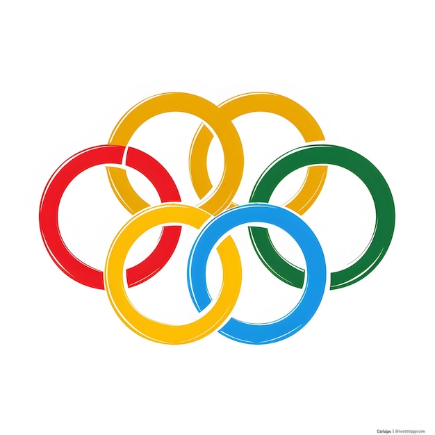 Photo iconic olympic rings with five vibrant colors on white background in style
