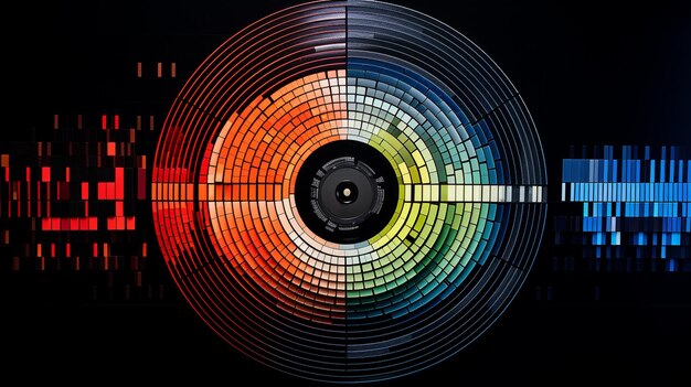 Photo iconic pixel art representation of a vinyl record celebrating the timeless appeal of analog music