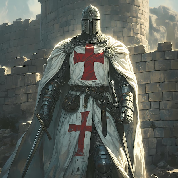 Photo the iconic red a templar knight for adventure