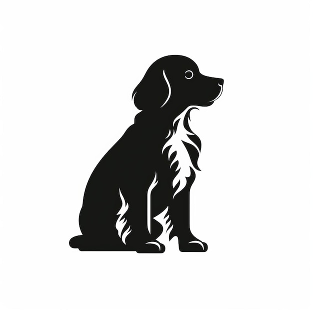 Iconic Silhouette Of Small Dog In Black And White Realism Style