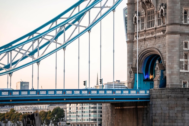 Iconic tower bridge connecting londong with southwark on the thames river