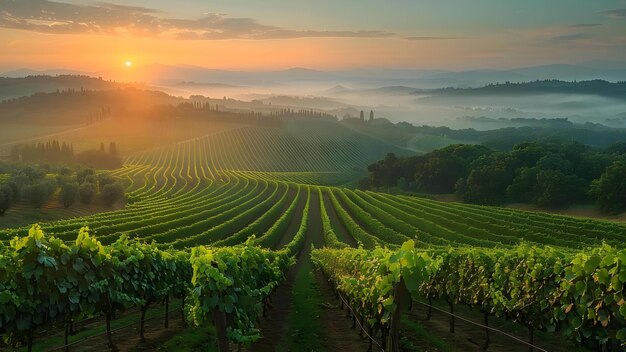 Photo iconic tuscany vineyards at sunrise home to italy39s finest wines concept tuscany vineyards sunrise wines italy