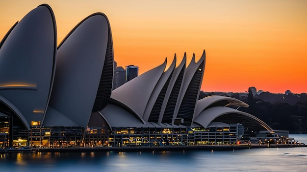 Iconic worlds' buildings Sydney Opera house with sunset