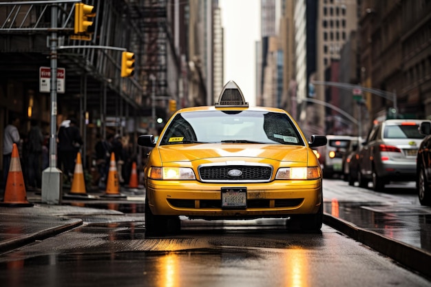 Photo the iconic yellow taxi is a common sight in manhattan part of new york city in the united states of