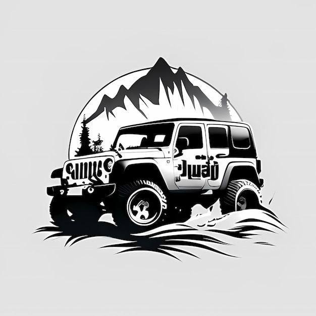 Foto iconisch embleem flat style jeep logo op witte achtergrond