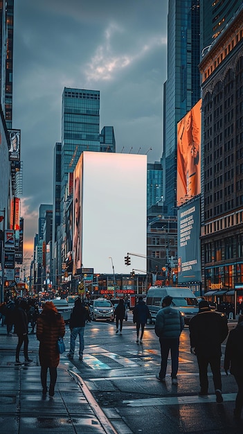 Foto iconische billboard in een druk stadsbeeld