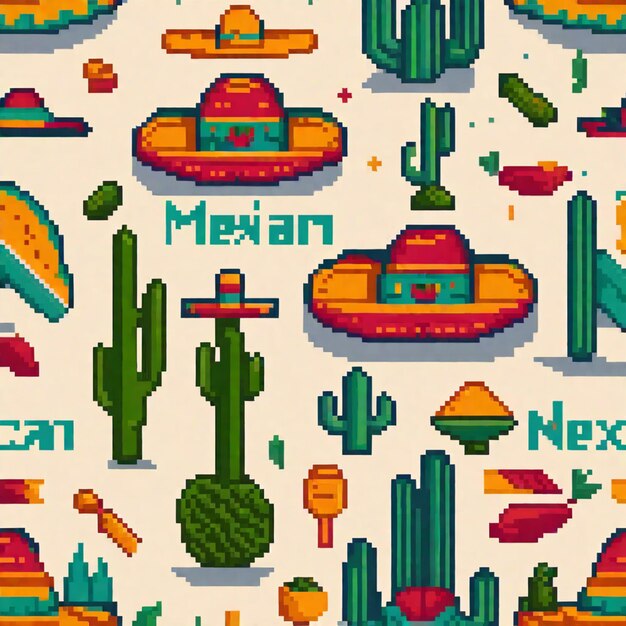 Foto iconische mexicaanse elementen en levendige kleuren