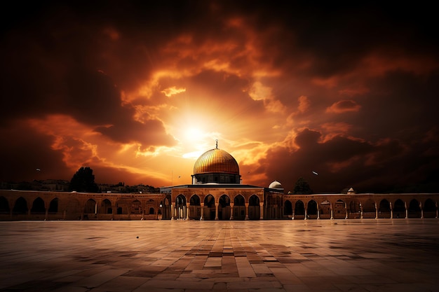 Foto iconische mijlpaal alaqsa moskee in de heilige stad