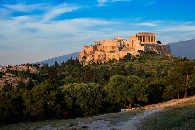 Iconische Parthenon-tempel op de Akropolis van Athene, Griekenland