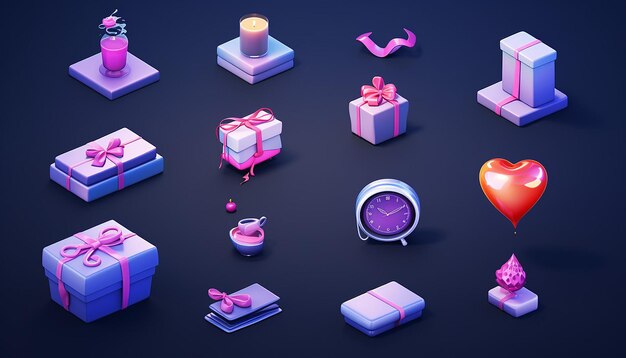 Iconisometric timebased gifts paint materialglossiness