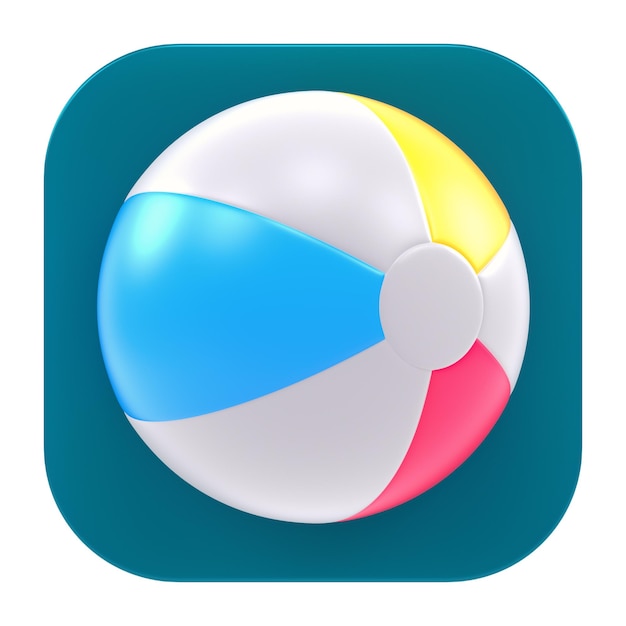 Icono 3D de applicación de pelota de playa