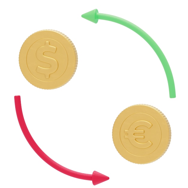 아이콘 3D de intercambio de monedas