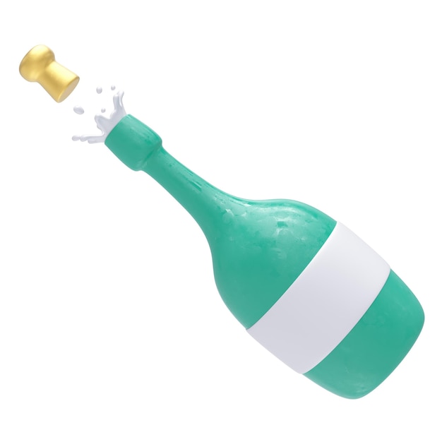 Icono 3D van de champagnefles