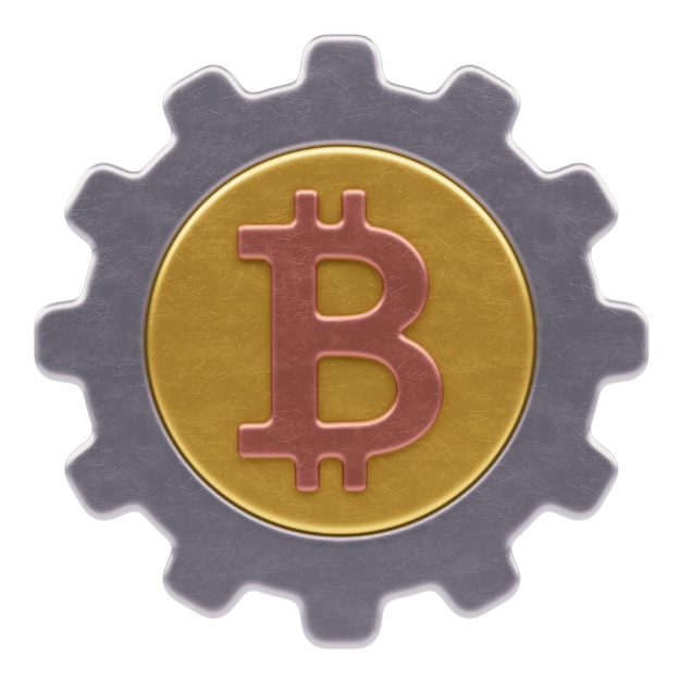 Icono 3D van tuerca met Bitcoin
