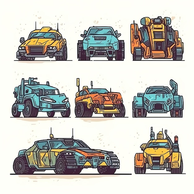 Icons of cars and trucks Generative AI