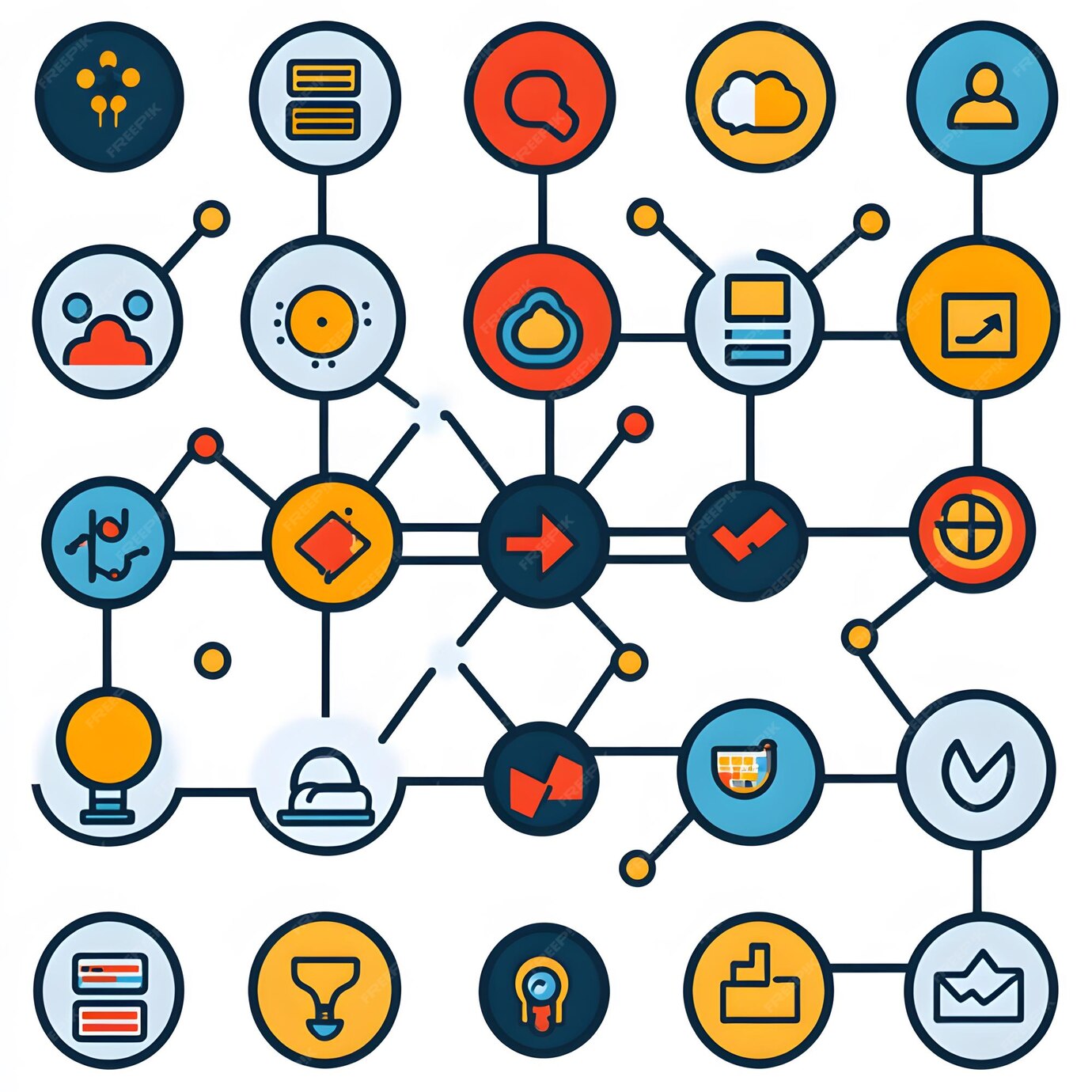 Icons for diagram themes with images of process flows network diagrams ...