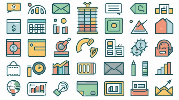 Icons for finance modern illustration flat style