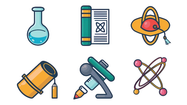 Photo icons representing education and learning on transparent background