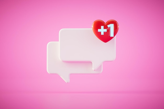 Icons of unread messages on a pink background copy paste 3D render